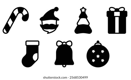 Christmas, Icon Pack, Vector Icons, Fill, Lines, Resizable Icons, Cane, Santa, Tree, Merry Christmas, Xmas