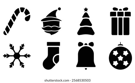 Christmas, Icon Pack, Vector Icons, Fill, Lines, Resizable Icons, Cane, Santa, Tree, Merry Christmas, Xmas