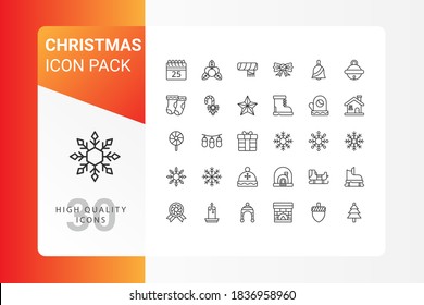 Paquete de iconos de Navidad para el diseño de su sitio web, logotipo, aplicación, interfaz de usuario. Ilustración gráfica vectorial y trazo editable. EPS 10.