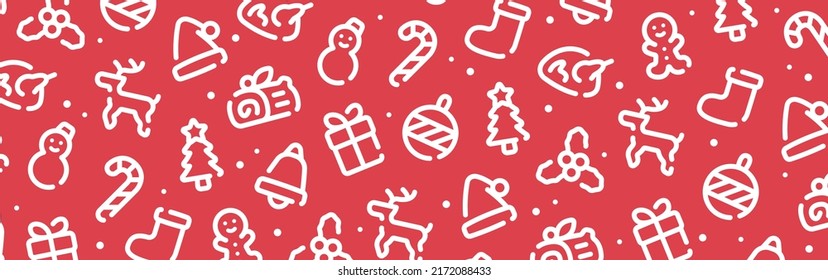 Christmas icon pattern background wide banner