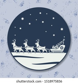 Christmas icon. Reindeer and Christmas tree. Vector illustration. 