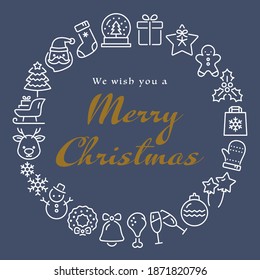 Christmas icon round shape. vector illustration.