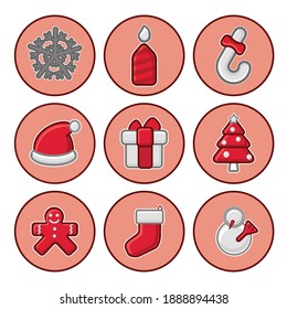 Christmas icon with rounded background and outline