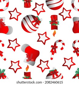 Christmas icon seamless pattern. for wrapping paper, textile, background stuffing, vector illustration.