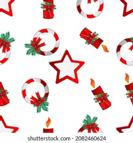 Christmas icon seamless pattern. for wrapping paper, textile, background stuffing, vector illustration.