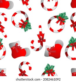 Christmas icon seamless pattern. for wrapping paper, textile, background stuffing, vector illustration.