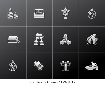Christmas icon series in metallic style