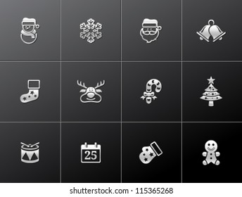 Christmas icon series in metallic style