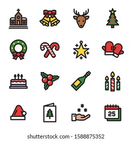 Christmas Icon Set 16 -  Editable stroke. 48x48 Pixel Perfect.  (Recommendations - Full Size 242 X 242 / Stroke 2px)