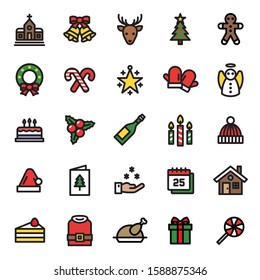 Christmas Icon Set 25 -  Editable stroke. 48x48 Pixel Perfect.  (Recommendations - Full Size 300 X 300 / Stroke 2px)