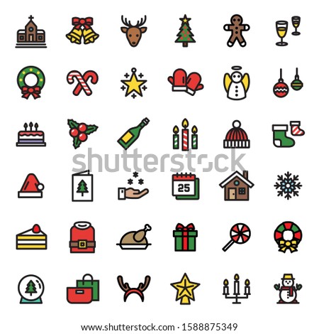 Christmas Icon Set 36 -  Editable stroke. 48x48 Pixel Perfect.  (Recommendations - Full Size 360 X 360 / Stroke 2px)