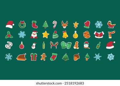 Christmas Icon Set. 40 Modern and Decorative Icons.