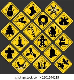 Weihnachtssymbol, Set, Glocken, Gefahr, Kerze, Weihnachtsset, Vektorgrafik