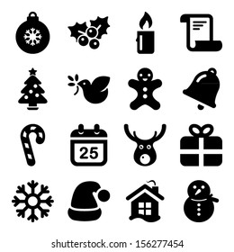 Christmas icon set in black