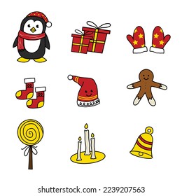 christmas icon set collection concept vector illustration