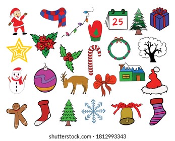 Christmas Icon Set Collection. Christmas decorations