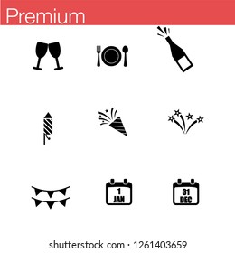 Christmas icon set. Collection of high quality outline holiday pictograms in modern flat style. Ornament line logo. EPS 10, Premium