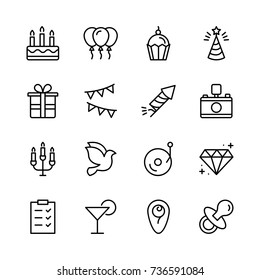 Christmas icon set. Collection of high quality outline holiday pictograms in modern flat style. Black decoration symbol for web design and mobile app on white background. Ornament line logo.