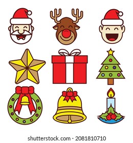 Christmas icon set collection image free vector