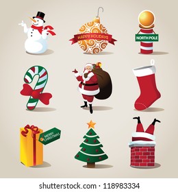 Christmas Icon Set Collection Vector