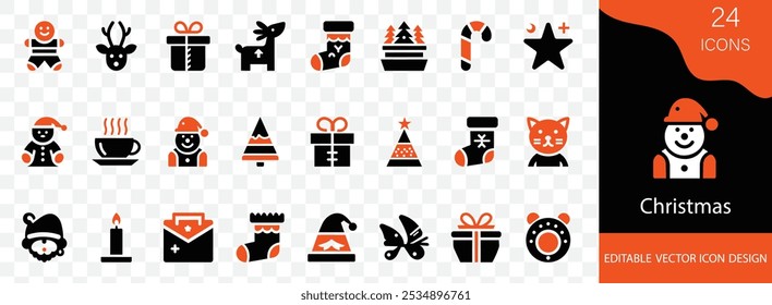 Christmas  icon set. containing ball, Xmas, Cookies, Candles, Holiday, Festive, Celebration and more vector icon collection
