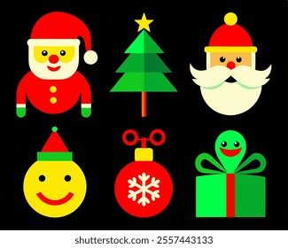 Christmas icon set, cute vector illustration
