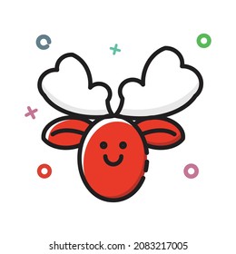 Christmas icon set, deer head icon with attractive and cute MBE style suitable for presentation design needs, posters, flyers, and others