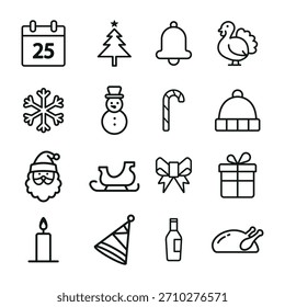Plantilla de diseño de conjunto de iconos de Navidades