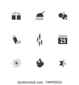 Christmas Icon Set Design Template Elements