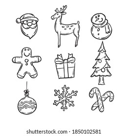 Christmas icon set doodle christmas holiday vector image