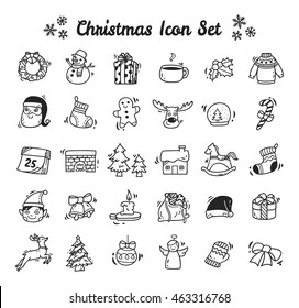 Christmas icon set in doodle style