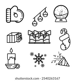 Christmas Icon Set - A festive collection of clean, modern Christmas icons: trees, snowflakes, Santa hats, gifts, and more. Perfect for web, apps, cards, and social media