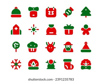 Christmas Icon Set Filled Two-Tone Style. Religion and Cultural Icons Collection is Perfect for Websites, Landing Pages, Mobile Apps, and Presentations. Suitable for UI UX.