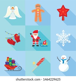 Christmas icon set. Flat set of 9 christmas vector icons for web design isolated on white background