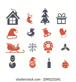 Christmas Icon Set in Flat Design Style.Vector illustrations.