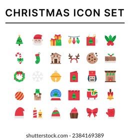 Christmas icon set. Flat design style icons

