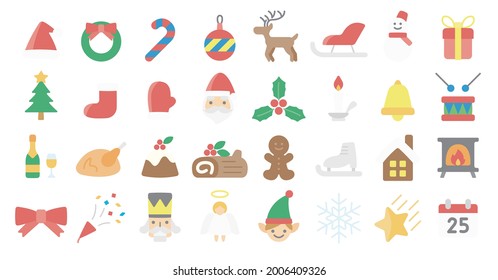 Christmas Icon Set (Flat Fill Version)