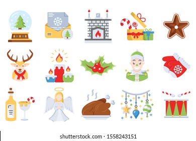 Christmas icon set flat style 2. Vector illustrations.