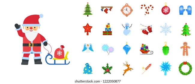 Christmas icon set. Flat set of christmas vector icons isolated on white background