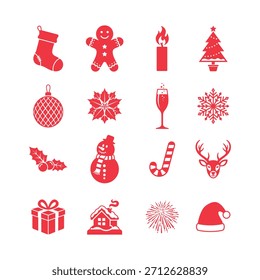 Navidades Conjunto de iconos de diseño de Vector plano