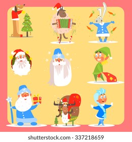 Christmas Icon Set. Flat Vector Illustration Collection