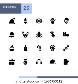 Christmas icon set with glyph / solid style