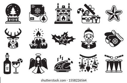 Christmas icon set glyph style 2. Vector illustrations.
