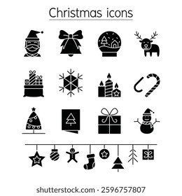 Christmas icon set in glyph style