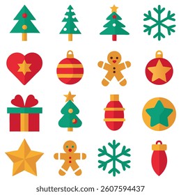 Christmas icon set with holiday symbols like Santa snowman tree and gifts