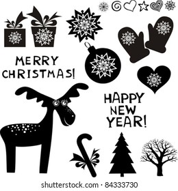 christmas icon set  isolated on white background. Vector Illustration