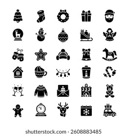 Christmas icon set. Isolated winter vector signs.