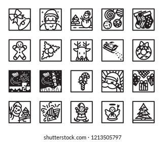 Christmas icon set. line icon.