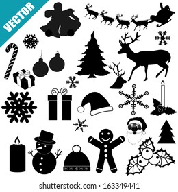 Christmas icon set on white background, vector illustration