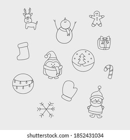 Christmas icon set on white background